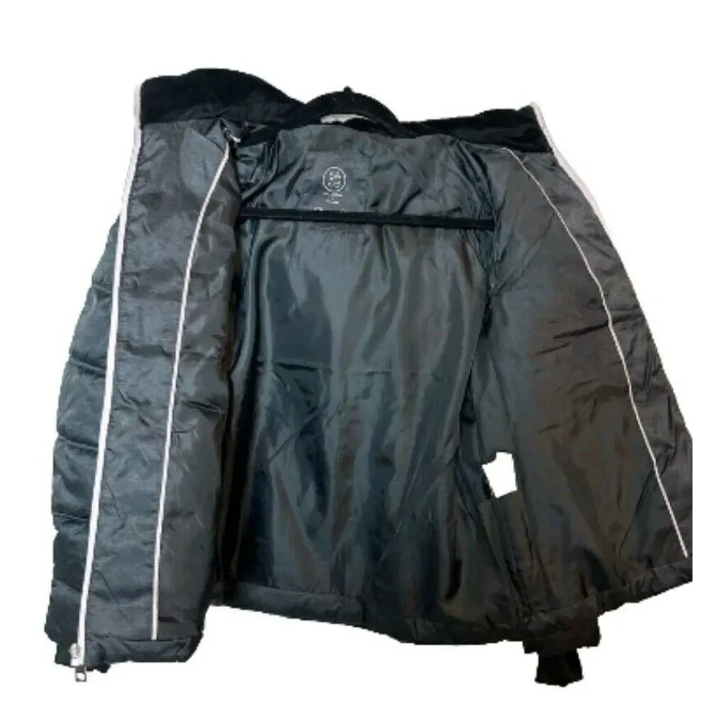 NWT SAGE Collective Youth Girls Faux Fur Hooded Puffer Jacket Coat Black Size S